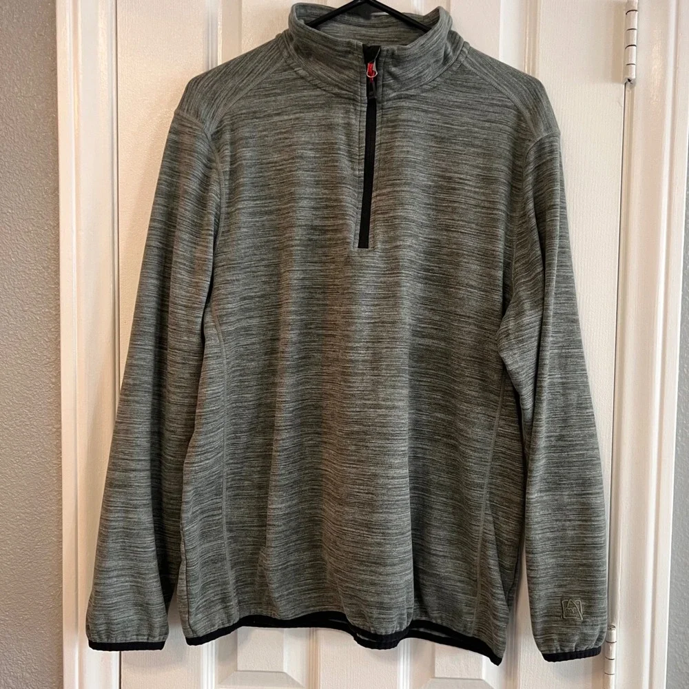 Avalanche Outdoor Supply Co Mens Large Gray Space Dye Quarter Zip Pullover